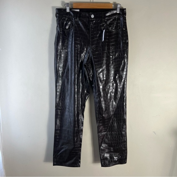 GAP High Rise Vegan Croc Leather Cheeky Straight Pants Size 31 Brown NWT - Picture 7 of 15